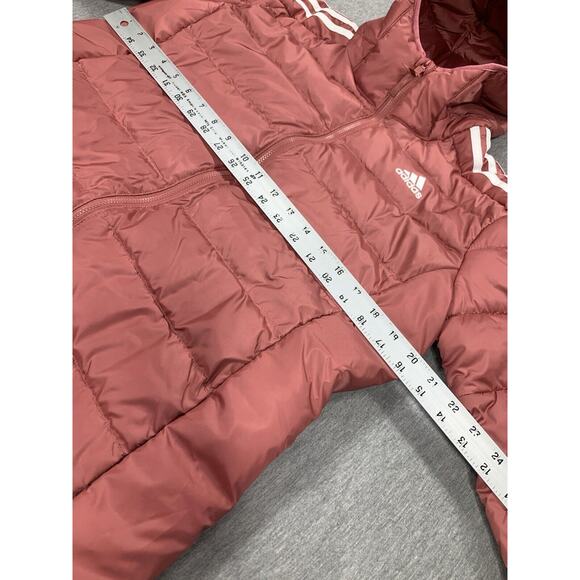 adidas Essentials Light Down Hooded Parka Jacket Wonder Red HK4620 Women's L - Picture 11 of 16